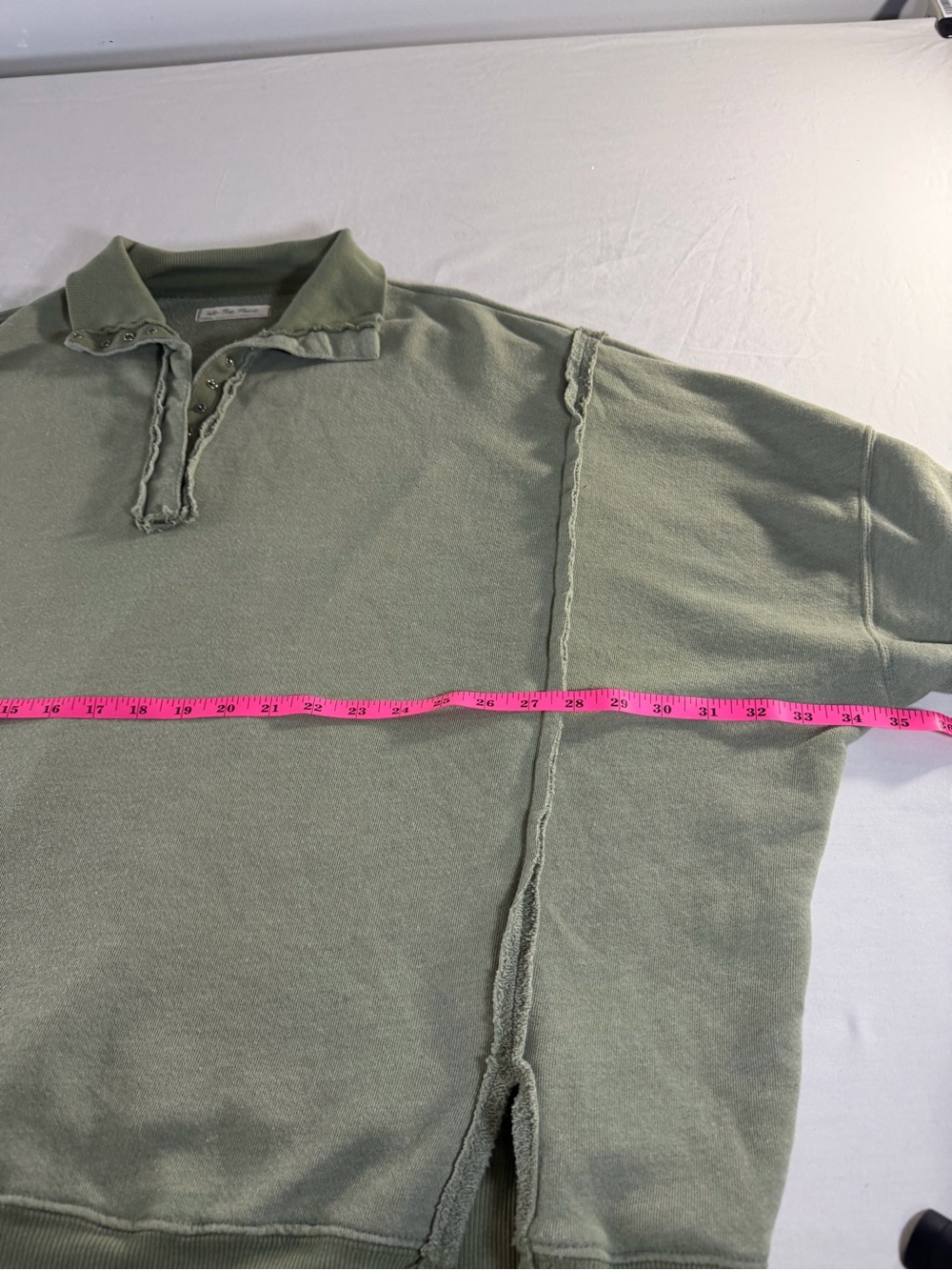 Free People We The Free Clean Prep Polo Oversized Sweatshirt Sage Green M - Picture 6 of 8
